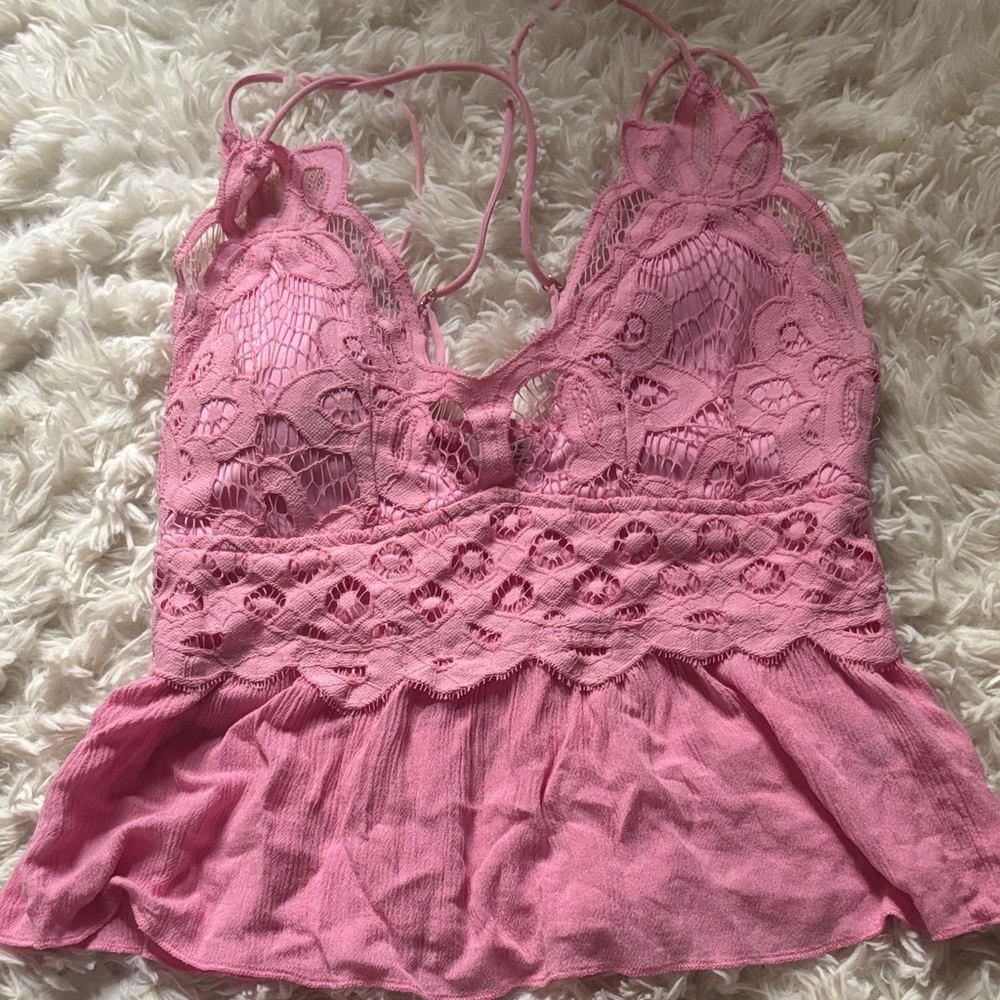 Ardene Pink Lace Crop Top